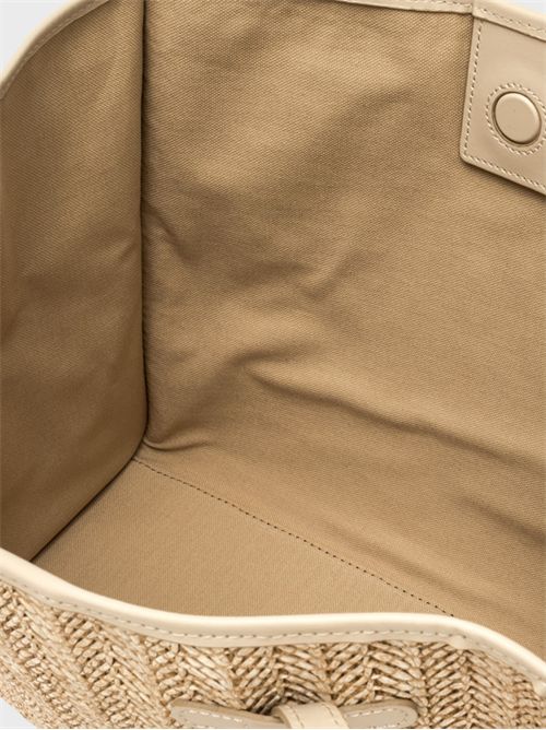 Shopping bag in paglia spigata con dettagli in pelle GIANNI CHIARINI MARCELLA | BS12360MDNSABBIA